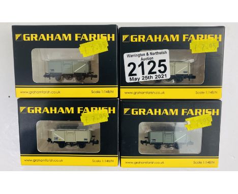 4x Graham Farish N Gauge 377-251C 16T Mineral Wagons Boxed  - P&amp;P Group 1 (£14+VAT for the first lot and £1+VAT for subse
