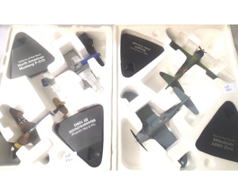 Atlas Editions two aircraft sets 2x, Mitsubishi Zero and Corsair F40, ME 190 G and Mustang P51. P&amp;P Group 1 (£14+VAT for 