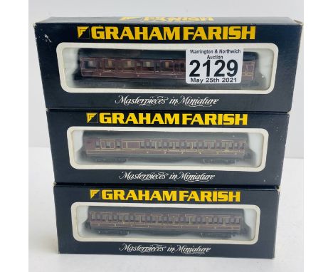 3x Graham Farish N Gauge Assorted LMS Coaches Boxed  - P&amp;P Group 1 (£14+VAT for the first lot and £1+VAT for subsequent l