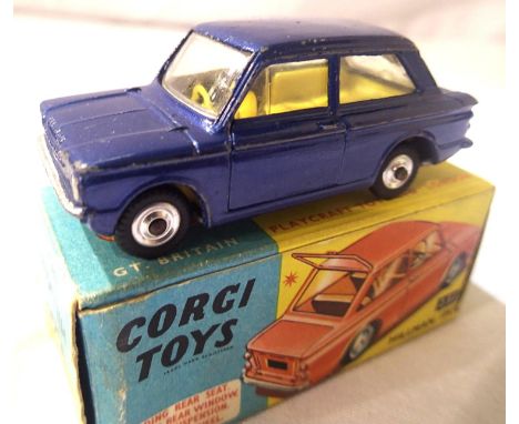 Corgi Toys 251 Hillman Imp, dark blue in very good condition, scuffs to roof, box good with some scuffs etc. P&amp;P Group 1 