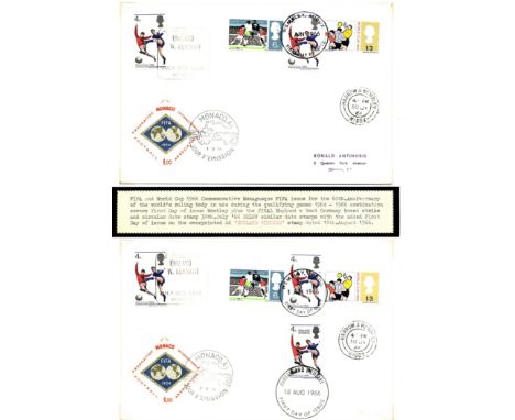 [WORLD CUP]: A pair of unsigned Scot Landy First Day Covers issued for the World Cup of 1966 and both featuring identical ima