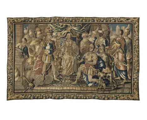 A mythological Flemish tapestryBrussels, mid to late 17th centurywoven in rich threads, depicting a courtly scene set in Cart