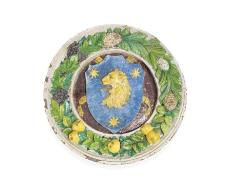 Workshop of Della Robbia (Italian, 1399/1400-1482): A glazed terracotta armorial roundelFlorence, early 16th centurythe sculp