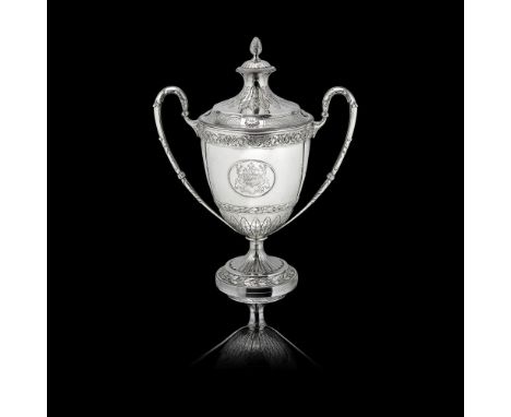 A George III silver two-handle cup and covermaker's mark WH, for William Hall or William Hunter, London 1802Urn form, with an