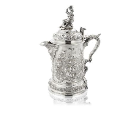 A monumental 19th century Irish silver covered tankard jugJohn Smyth, Dublin 1874, incuse stamped 'Waterhouse', Helsinki 1928