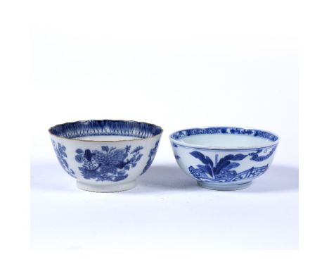 Two blue and white bowlsChinese, 19th Centurythe first decorated to the exterior depicting a pavilion scene with figures in c