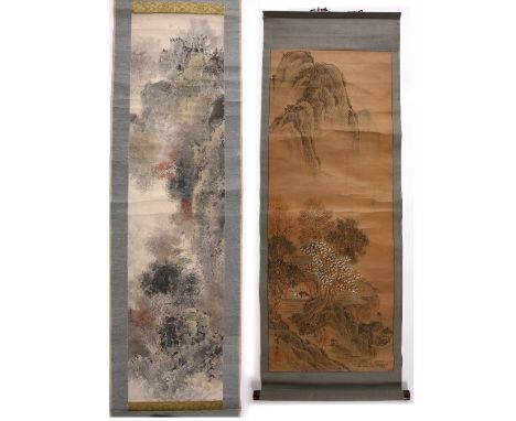 Three hanging scroll paintings Chinese 