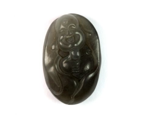 A small Chinese carved grey jade amulet of the Happy Buddha, H. 3cm.