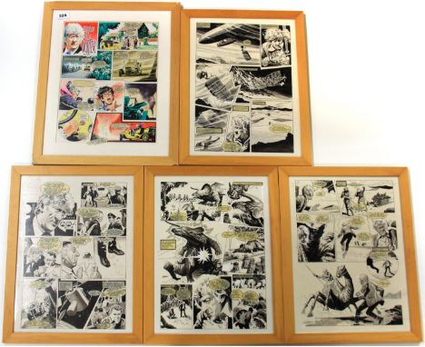 A set of five original comic book artworks for Dr. Who in the Vortex, 40cm x 53cm.