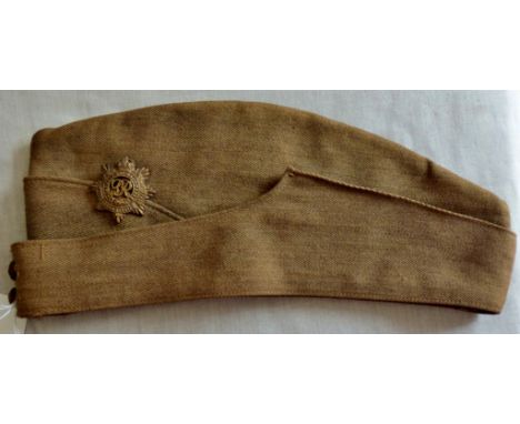British WWII 1941 Dated Royal Army Service Corps Side Cap, size 57 made by Sanders and Brightman with the crows foot stamped 