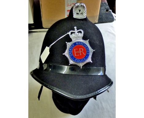 British Greater Manchester Obsolete Police  Custodians Helmet, EIIR Plate (Chrome and enamel)