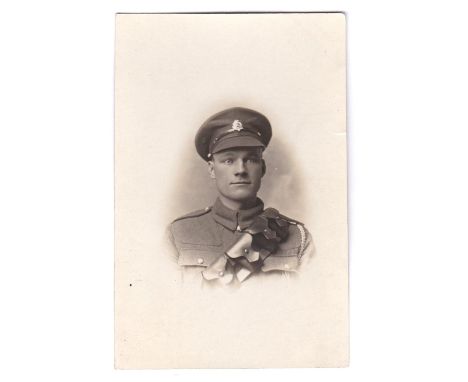 Army Service Corps WWI-Fine head and shoulders RP postcard portrait - photo Boak,Andover
