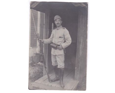 Italian Army WWI- full length soldier photographic rifle + bayonet