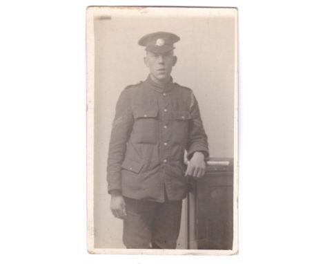 Northamptonshire Regiment WWI-Corporal, RP postcard full length portrait.