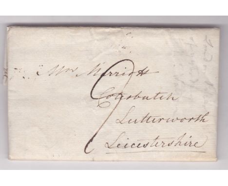 Liecestershire/London 1817 EL London to Costerbatch Lutterworth, m/s '9' rate feint crown/s London Double ring Type 19 AU/A/5