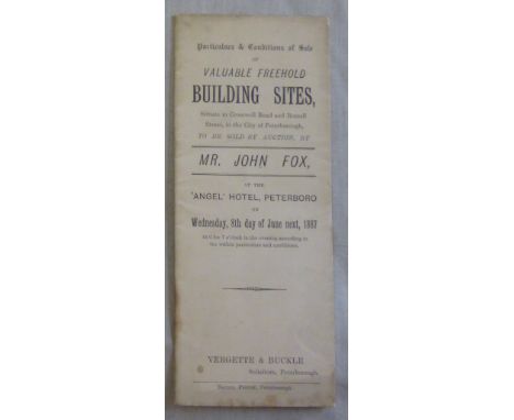 Auction leaflet by Vergette & Buckle dated 1887, 'Particulars and condition of sale of valuable freehold Building sites, Situ