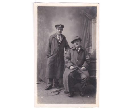 Australian Army and Middlesex Regiment WWI-two great crated soldiers-looking exhausted, photographic postcard