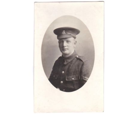 Yorkshire - West Riding Regiment WWI-RP postcard, Corporal, head + Shoulders portrait, Photo Wheeler, Felixstowe.