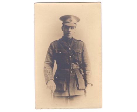 Royal Army Medical Corps-WWI-full length officer(LT) RP postcard photo brown, Liverpool