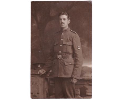 Royal Army Medical Corps WWI-Fine RP postcard - portrait of a handsome soldier