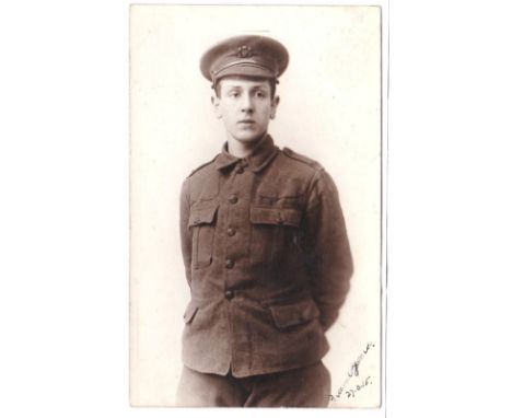 Denbighshire Hussars WWI- fine RP portrait postcard signed, Perceval Ward 27.3.15, back May from Peree