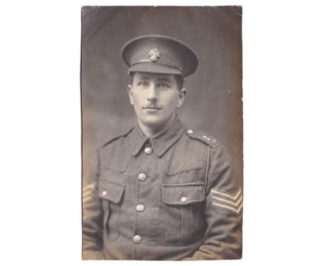 Royal Fusiliers head and shoulder portrait photo of a Sergeant. Fine Card