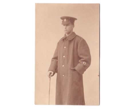 Royal Army Medical Corps WWI Full length RP - in an overcoat with badges - good card