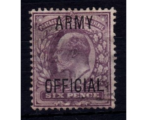 Great Britain(Officials) 1902/3 Army Official 6d pale dull purple,SG050, lightly fine used(Scarce)