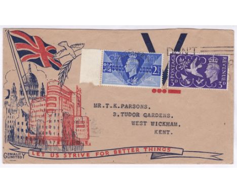 Great Britain (11 June) 1946-Victory set on illustrated first day covers, Don's Wastle Bread' Slogan A Typed