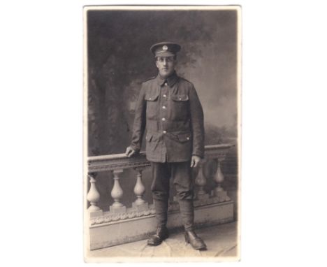 Suffolk Regiment WWI-fine full length RP portrait postcard, photo Neville, Felixstowe