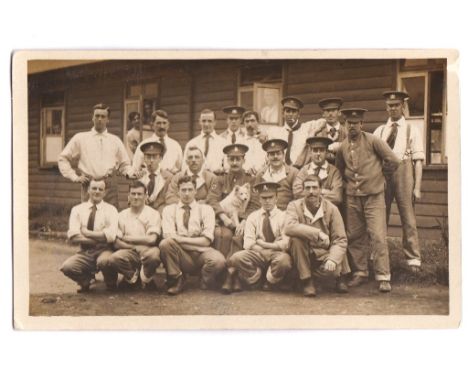 Royal Army Medical Corps WWI-RP postcard of a course or unit of medics from many units/regiments