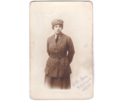 Women's Royal Air Force WWI-early portrait postcard signed D.E.Ward W.R.A.F-quite scarce