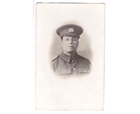 Northamptonshire Regiment WWI-soldier RP postcard - head and shoulders portrait