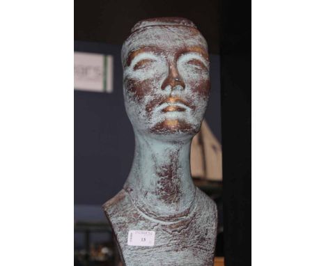 PATINATED PLASTER PORTRAIT BUST OF AN EGYPTIAN MALE 
after the antique, 36cm high
