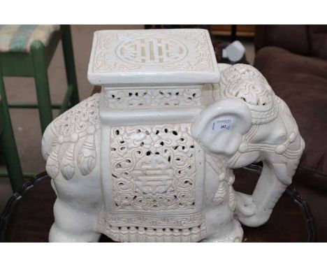 CHINESE CERAMIC SEAT MODELLED AS AN ELEPHANT
including a Chinese abacus modeled as a lamp 