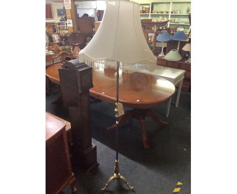 MODERN BRASS STANDARD LAMP &amp; SHADE ON TRIPOD STAND