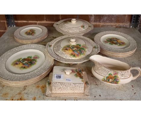 SHELF OF HOMESTEAD PLATES &amp; COVERED DISHES BY H&amp;K TUNSTALL