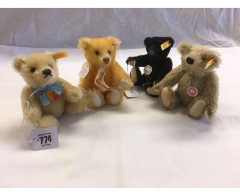 4 SMALL STEIFF TEDDY BEARS 