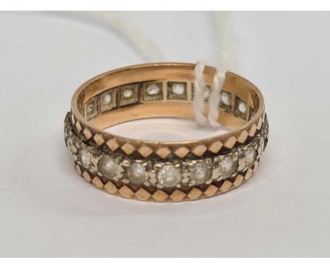 9ct WHITE STONE FULL ETERNITY RING, SIZE M 1/2, 2.5g