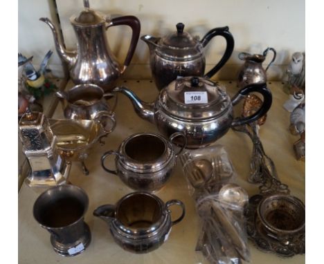 A mixed lot of assorted silver-plate to include four piece tea service etc.