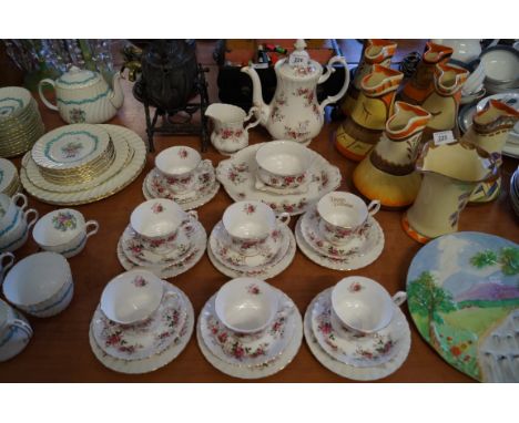 A Royal Albert bone china Lavender Rose pattern tea service.