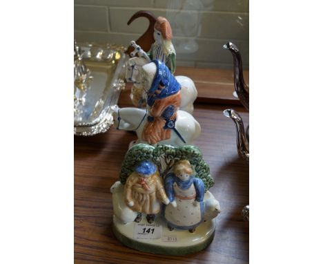 Three Rye pottery ceramic figures to include figure on horseback etc.