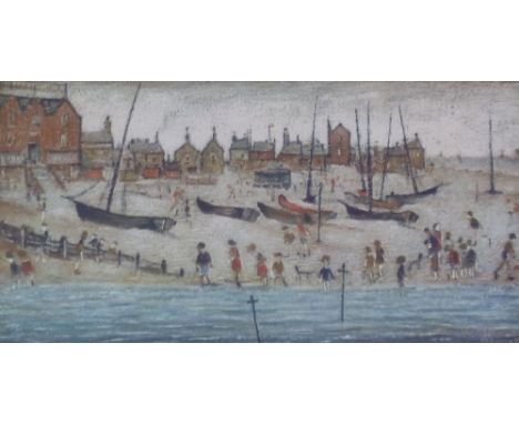 •L.S. LOWRY (1887-1976) ARTIST SIGNED COLOUR PRINT  'The Beach'  from an edition of 850, guild stamped and  signed in pencil 