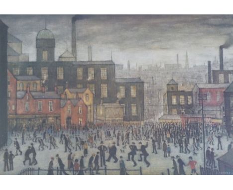 •L.S. LOWRY (1887-1976) ARTIST SIGNED COLOUR PRINT 'Our Town', number 110/850 and  signed in pencil  16 3/4" x 24 1/4" (42.5c