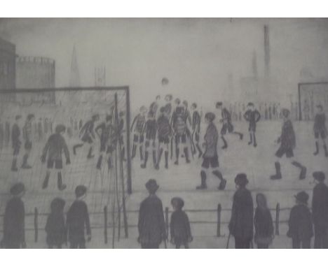 L.S. LOWRY (1887-1976)  A LIMITED EDITION PRINT OF A PENCIL DRAWING - UNSIGNED 'The Football Match' No. 355/1500, stamped for