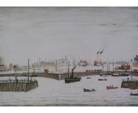 •L.S. LOWRY (1887-1976) ARTIST SIGNED COLOUR PRINT  'The Harbour', from an edition of 850, guild stamped and  signed in penci