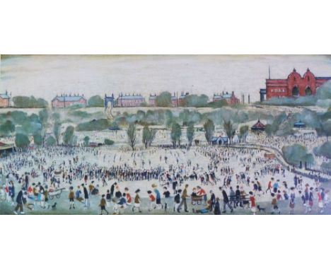 •L.S. LOWRY (1887-1976) ARTIST SIGNED COLOUR PRINT  'Peel Park'  from an edition of 850, guild stamped  and signed in pencil 