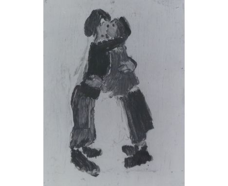 •HAROLD RILEY (b. 1934) ARTIST SIGNED MONOCHROME PRINT 'Couple Kissing' Signed, titled and dated in pencil (19)71 and 25/75 1