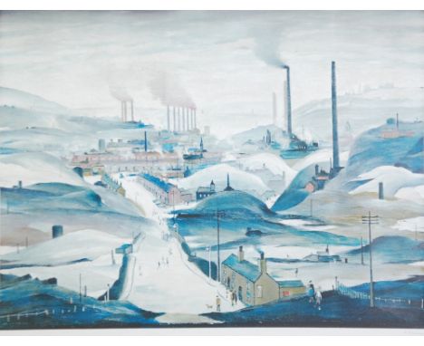 &bull;L.S. LOWRY (1887 - 1976) ARTIST SIGNED COLOUR PRINT 'Industrial Panorama' an edition of 300, guild stamped and signed 2