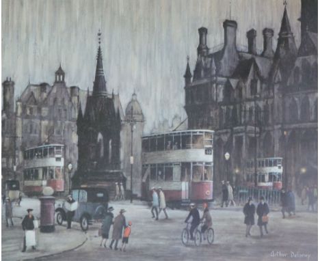 ARTHUR DELANEY  ARTIST SIGNED COLOUR PRINT  'Albert Square, Manchester' Numbered 337/400 and signed in pencil  14" x 17" (35.